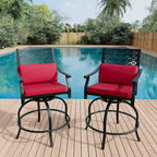 Outdoor High Swivel Bar Stools Set of 2, Bar Height Patio Chairs with Seat Cushion for Outdoor, Garden