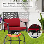 Ensemble de 2 tabourets de bar pivotants hauts d'extérieur, chaises de bar avec coussin d'assise pour terrasse et jardin.