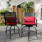 Ensemble de 2 tabourets de bar pivotants hauts d'extérieur, chaises de bar avec coussin d'assise pour terrasse et jardin.