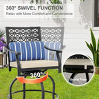 Ensemble de 2 tabourets de bar pivotants hauts d'extérieur, chaises de bar avec coussin d'assise pour terrasse et jardin.
