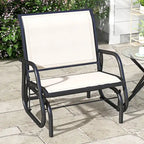 Fauteuil à bascule Outsunny avec tissu en maille respirante, accoudoirs incurvés et structure en acier, idéal pour le jardin, la piscine, la cour ou le balcon.