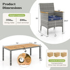 Ensemble de salle à manger d'extérieur Gymax 9 pièces en résine tressée PE, table et bois d'acacia