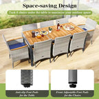 Ensemble de salle à manger d'extérieur Gymax 9 pièces en résine tressée PE, table et bois d'acacia