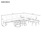 Ensemble de canapé d'angle d'extérieur 6 pièces avec tables basses gigognes