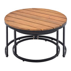 Ensemble de canapé d'angle d'extérieur 6 pièces avec tables basses gigognes