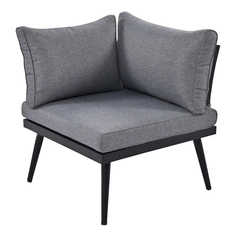 Ensemble de canapé d'angle d'extérieur 6 pièces avec tables basses gigognes