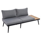 Ensemble de canapé d'angle d'extérieur 6 pièces avec tables basses gigognes