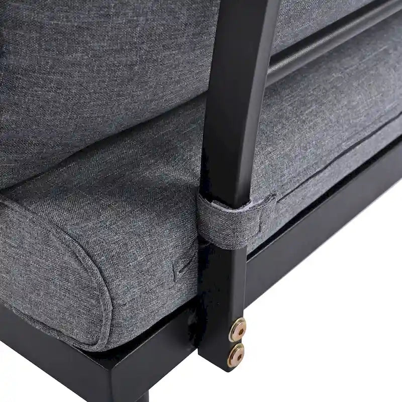 Ensemble de canapé d'angle d'extérieur 6 pièces avec tables basses gigognes