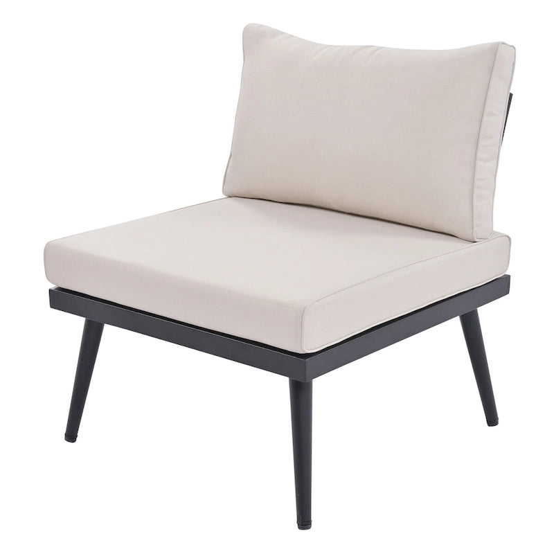 Ensemble de canapé d'angle d'extérieur 6 pièces avec tables basses gigognes