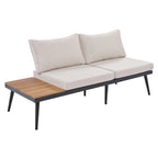 Ensemble de canapé d'angle d'extérieur 6 pièces avec tables basses gigognes
