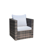 Ensemble canapé d'extérieur 4 pièces en rotin PE tressé avec coussins et table basse