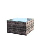 Ensemble canapé d'extérieur 4 pièces en rotin PE tressé avec coussins et table basse