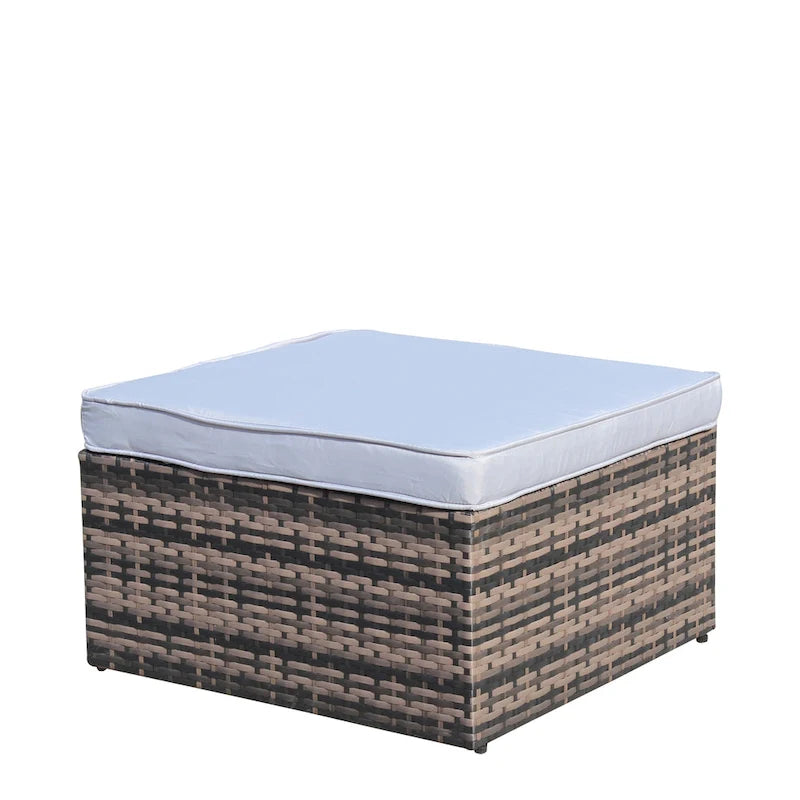 Ensemble canapé d'extérieur 4 pièces en rotin PE tressé avec coussins et table basse