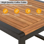 Ensemble de mobilier de patio 4 pièces avec table basse, canapé d'angle d'extérieur en forme de L avec structure en métal et bois et coussins pour jardin