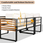 Ensemble de mobilier de patio 4 pièces avec table basse, canapé d'angle d'extérieur en forme de L avec structure en métal et bois et coussins pour jardin