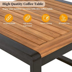 Ensemble de mobilier de patio 4 pièces avec table basse, canapé d'angle d'extérieur en forme de L avec structure en métal et bois et coussins pour jardin