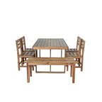 Ensemble table et chaises d'extérieur en bois d'acacia avec 4 chaises et un banc, mobilier de patio 6 pièces adapté aux patios 7 pièces