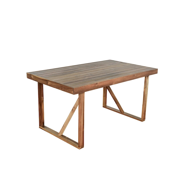 Ensemble table et chaises d'extérieur en bois d'acacia avec 4 chaises et un banc, mobilier de patio 6 pièces adapté aux patios 7 pièces