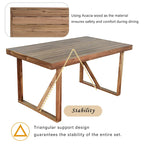 Ensemble table et chaises d'extérieur en bois d'acacia avec 4 chaises et un banc, mobilier de patio 6 pièces adapté aux patios 7 pièces