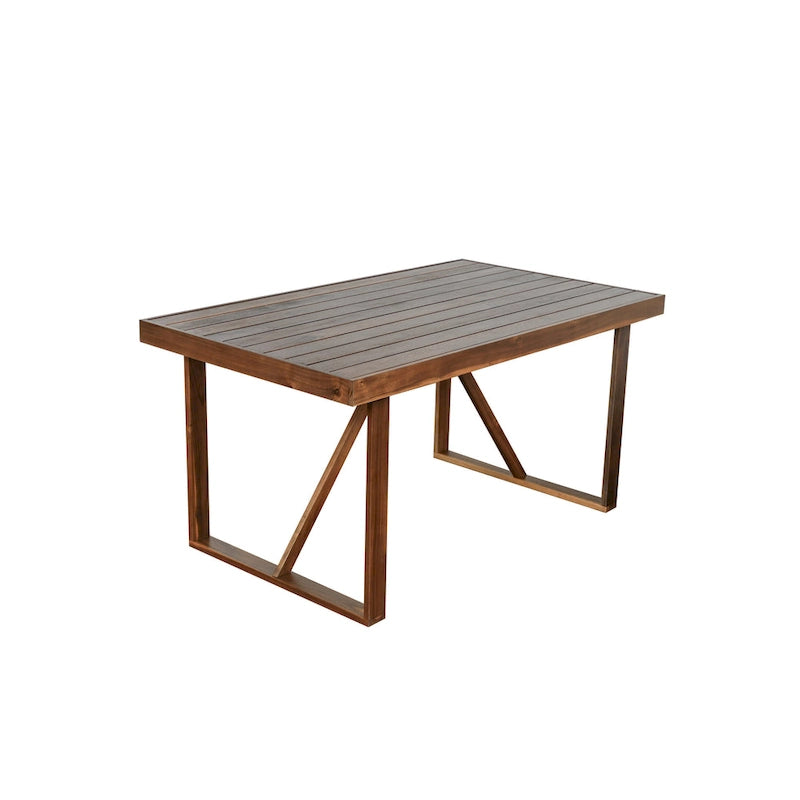 Ensemble table et chaises d'extérieur en bois d'acacia avec 4 chaises et un banc, mobilier de patio 6 pièces adapté aux patios 7 pièces