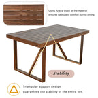 Ensemble table et chaises d'extérieur en bois d'acacia avec 4 chaises et un banc, mobilier de patio 6 pièces adapté aux patios 7 pièces