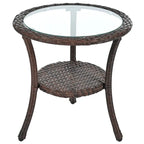 Ensemble de loisirs d'extérieur, composé de 2 chaises individuelles en rotin et d'une table ronde en verre, parfaitement adapté aux patios, balcons et cours.