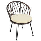 Ensemble de loisirs d'extérieur, composé de 2 chaises individuelles en rotin et d'une table ronde en verre, parfaitement adapté aux patios, balcons et cours.