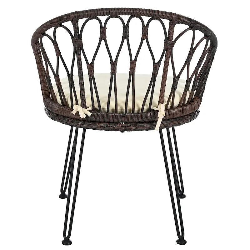 Ensemble de loisirs d'extérieur, composé de 2 chaises individuelles en rotin et d'une table ronde en verre, parfaitement adapté aux patios, balcons et cours.