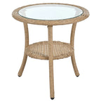 Ensemble de loisirs d'extérieur, composé de 2 chaises individuelles en rotin et d'une table ronde en verre, parfaitement adapté aux patios, balcons et cours.