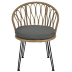 Ensemble de loisirs d'extérieur, composé de 2 chaises individuelles en rotin et d'une table ronde en verre, parfaitement adapté aux patios, balcons et cours.