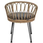 Ensemble de loisirs d'extérieur, composé de 2 chaises individuelles en rotin et d'une table ronde en verre, parfaitement adapté aux patios, balcons et cours.