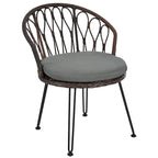 Ensemble de loisirs d'extérieur, composé de 2 chaises individuelles en rotin et d'une table ronde en verre, parfaitement adapté aux patios, balcons et cours.