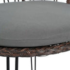 Ensemble de loisirs d'extérieur, composé de 2 chaises individuelles en rotin et d'une table ronde en verre, parfaitement adapté aux patios, balcons et cours.