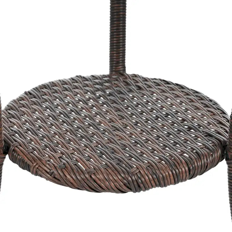 Ensemble de loisirs d'extérieur, composé de 2 chaises individuelles en rotin et d'une table ronde en verre, parfaitement adapté aux patios, balcons et cours.