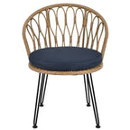 Ensemble de loisirs d'extérieur, composé de 2 chaises individuelles en rotin et d'une table ronde en verre, parfaitement adapté aux patios, balcons et cours.
