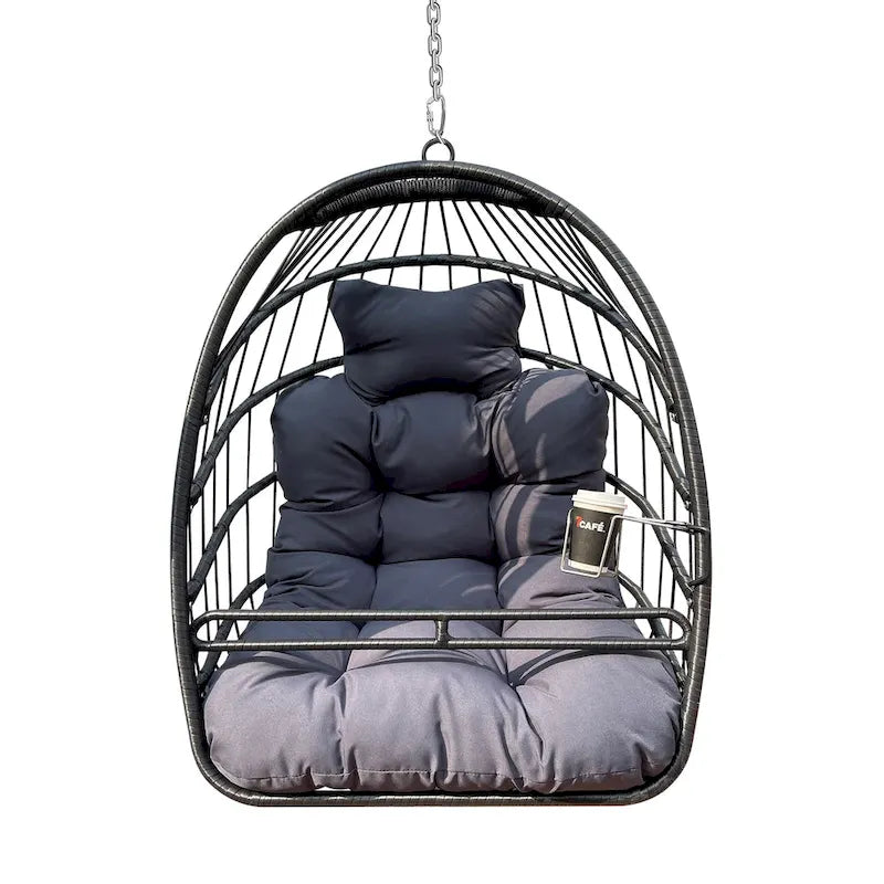 Fauteuil suspendu hamac en forme de panier œuf sans support, intérieur/extérieur