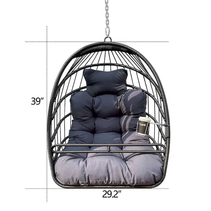 Fauteuil suspendu hamac en forme de panier œuf sans support, intérieur/extérieur