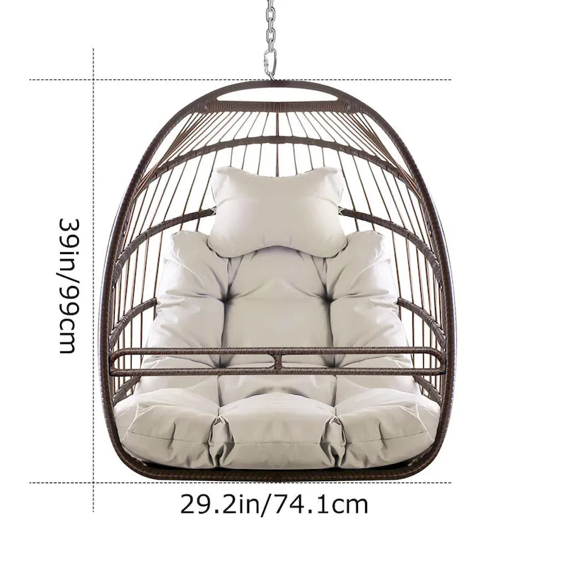 Fauteuil suspendu hamac en forme de panier œuf sans support, intérieur/extérieur