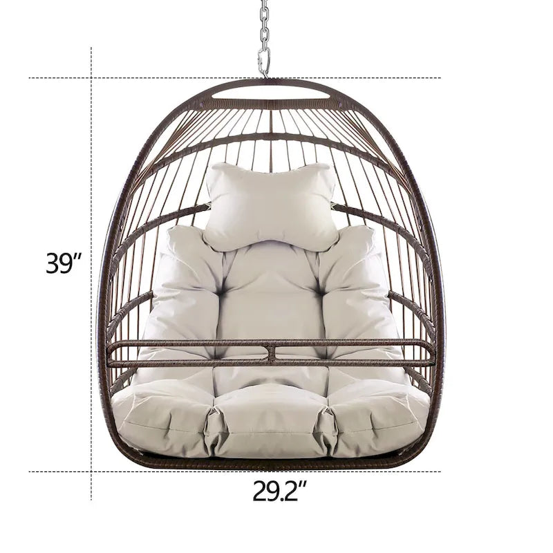 Fauteuil suspendu hamac en forme de panier œuf sans support, intérieur/extérieur