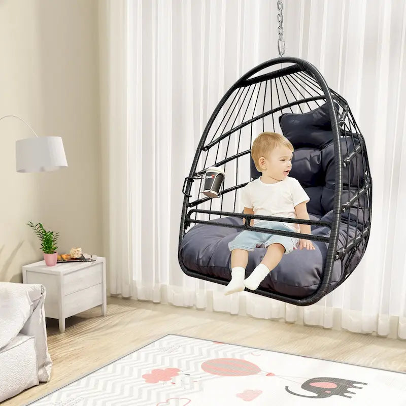 Fauteuil suspendu hamac en forme de panier œuf sans support, intérieur/extérieur