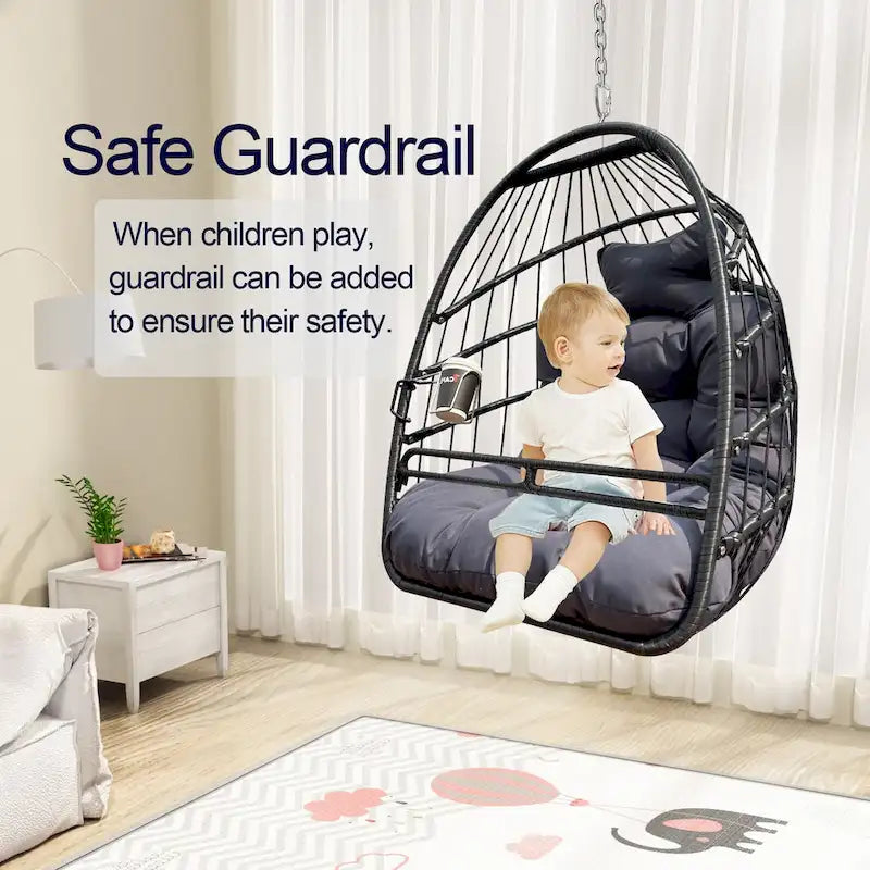 Fauteuil suspendu hamac en forme de panier œuf sans support, intérieur/extérieur