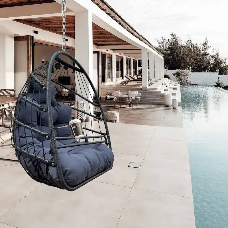 Fauteuil suspendu hamac en forme de panier œuf sans support, intérieur/extérieur