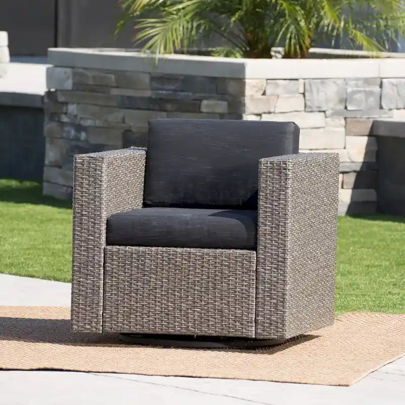 Chaise de patio pivotante d'extérieur confortable et flexible avec coussins