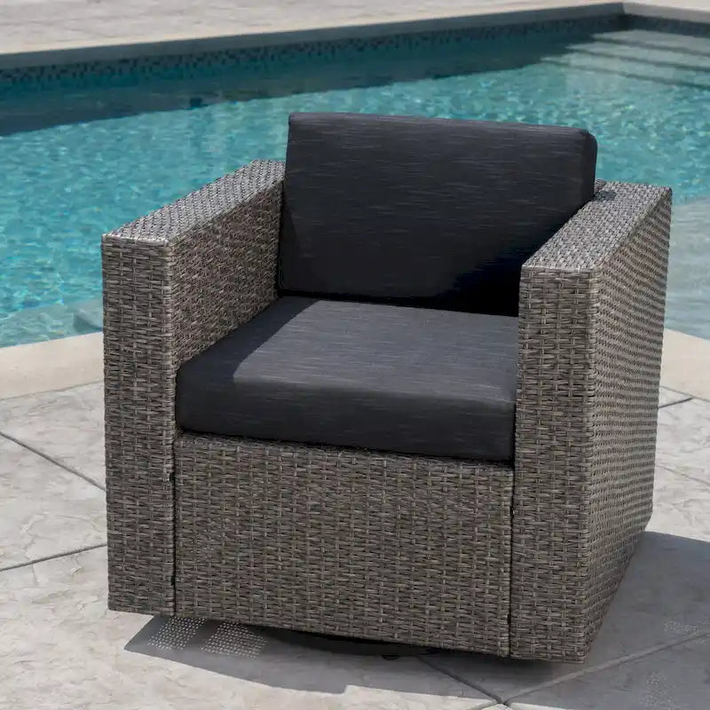 Chaise de patio pivotante d'extérieur confortable et flexible avec coussins