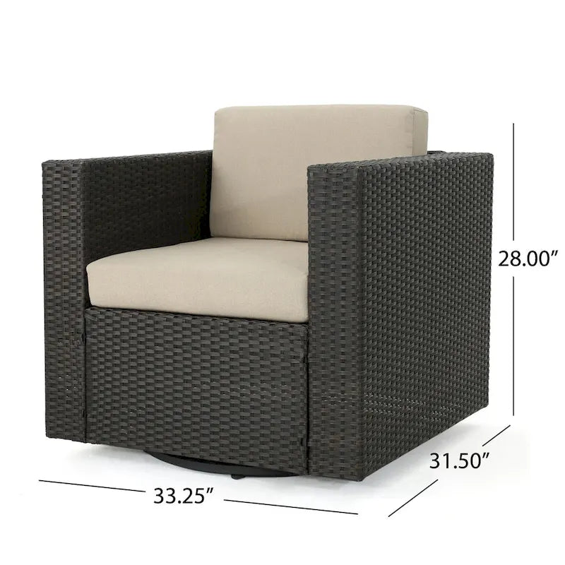 Chaise de patio pivotante d'extérieur confortable et flexible avec coussins