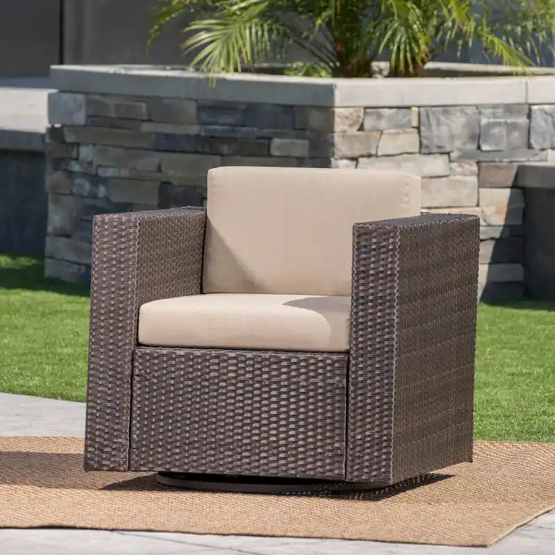 Chaise de patio pivotante d'extérieur confortable et flexible avec coussins