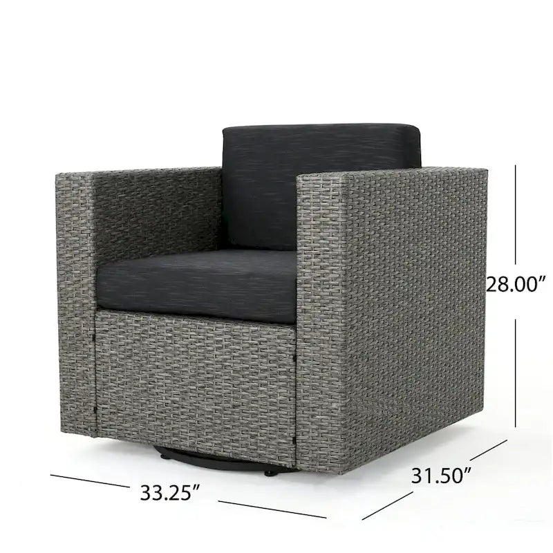 Chaise de patio pivotante d'extérieur confortable et flexible avec coussins