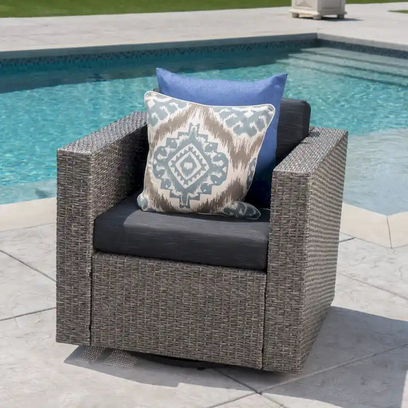 Chaise de patio pivotante d'extérieur confortable et flexible avec coussins