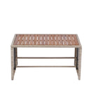 Ensemble de canapé d'angle 3 pièces pour patio en rotin tressé, coloris jaune naturel + coussins gris foncé