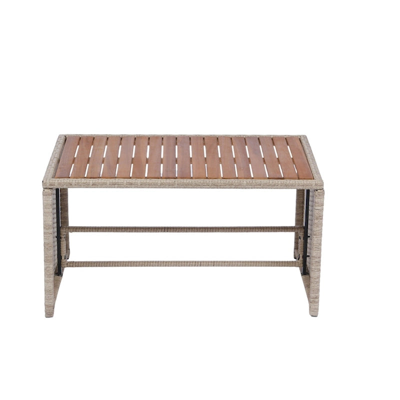 Ensemble de canapé d'angle 3 pièces pour patio en rotin tressé, coloris jaune naturel + coussins gris foncé
